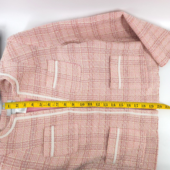 Jaclyn Smith 6 Vintage 90s Twee Quiet Luxury Coquette Tweed Fringe Short Blazer - Picture 16 of 16